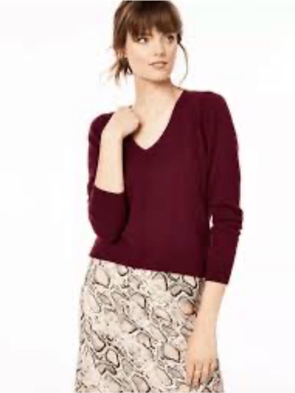 Charter Club S 100% cashmere Burgandy V neck long sleeve sweater softcore